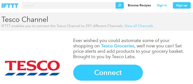 tesco-ifttt-channels